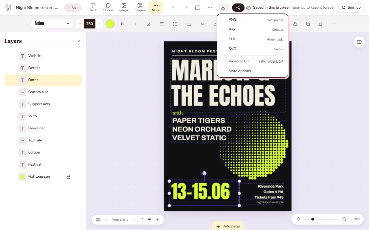 เมนูส่งออกไฟล์ของ Doory จาก repository โครงการ